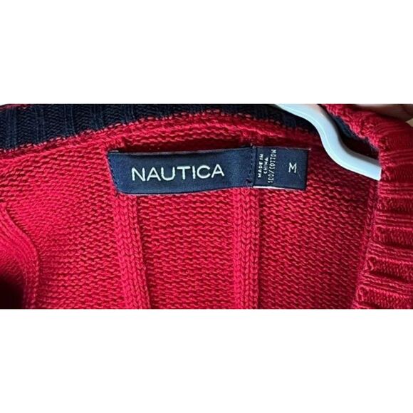 Nautica Women’s Medium Red Ribbed Knit Pullover Sweater - Picture 2 of 5